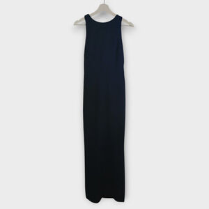 Anthropologie BHLDN Gown Women 8 Blue London Crepe Tie Back Slit Glam Maxi Dress